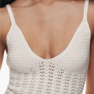 Aritzia Wilfred Evie Top - Cream Crochet Knit Tank Top